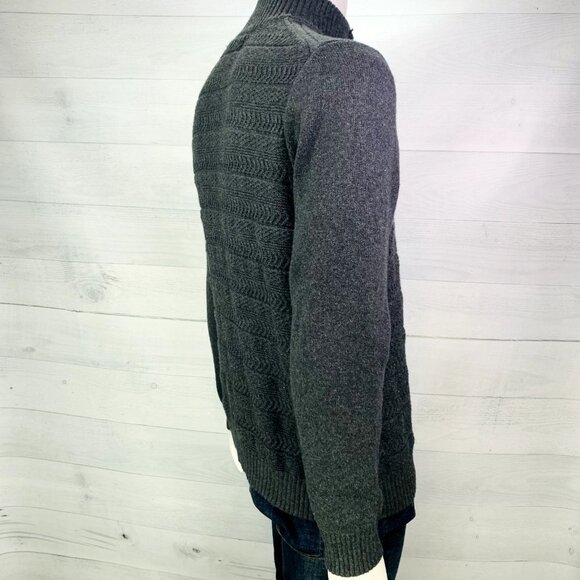 NEW Marc Anthony Mens Mock Neck Sweater Button Collar Grey Textured Knit Size XL - Picture 6 of 12